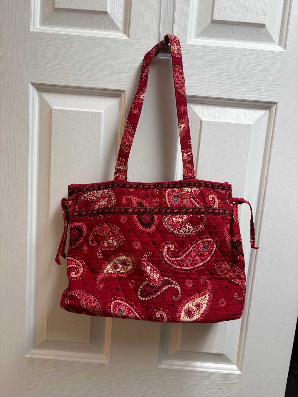 Vera Bradley Quilted Paisley Tote in Burgundy Red